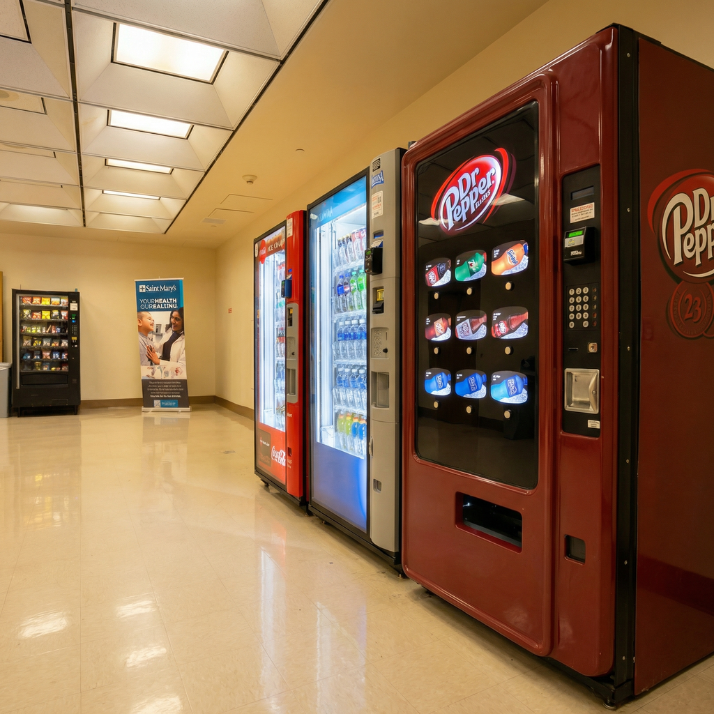Smart vending machines with AI technology installed in workplace