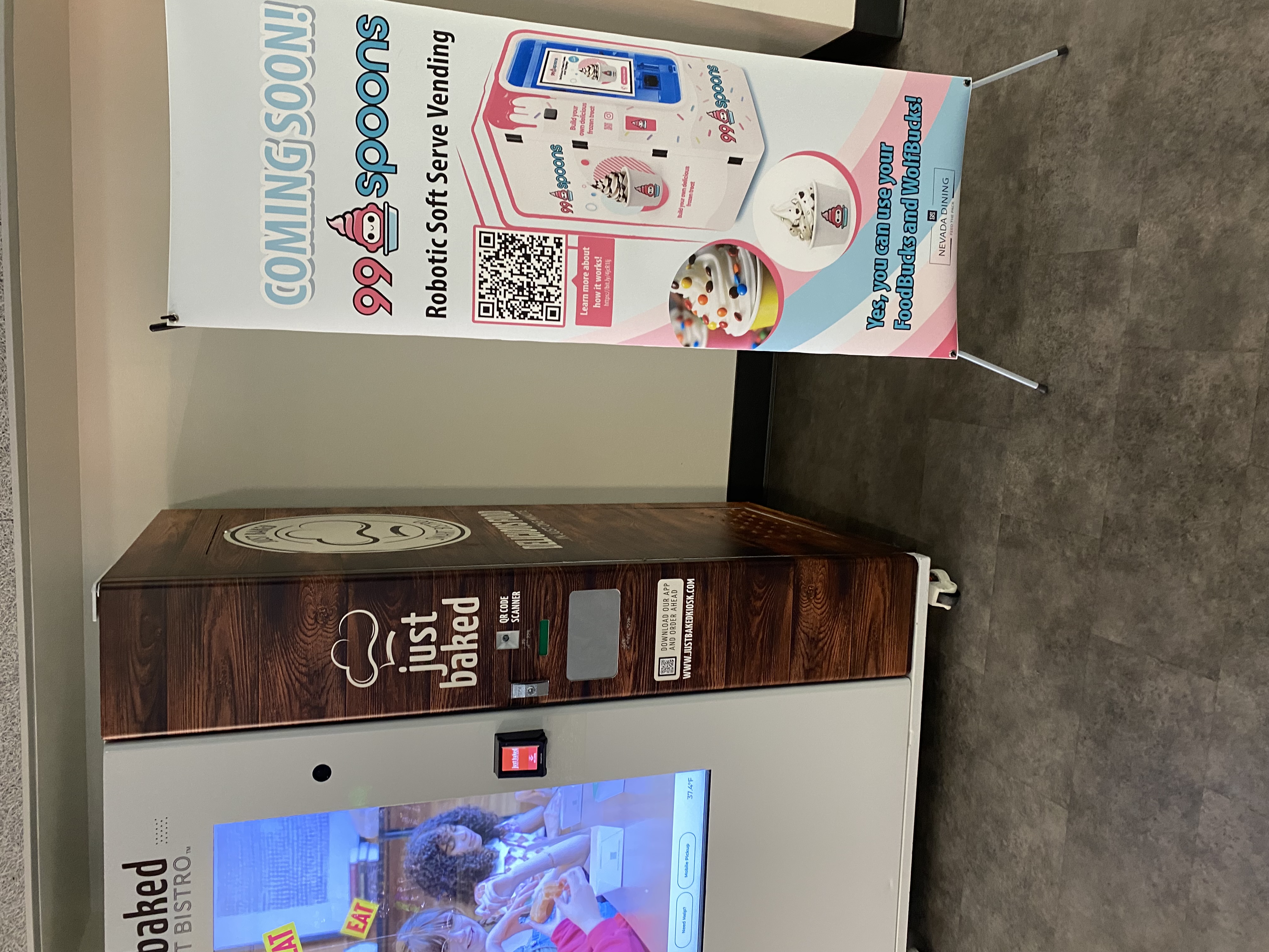Automated vending machines installed in a university student lounge in Reno, Nevada